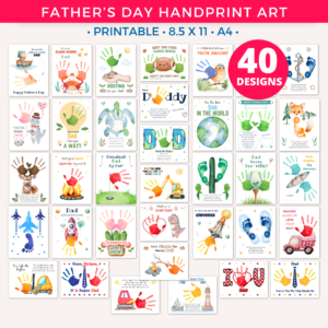 40 Father's Day Handprint and Footprint Craft Bundle for Dad