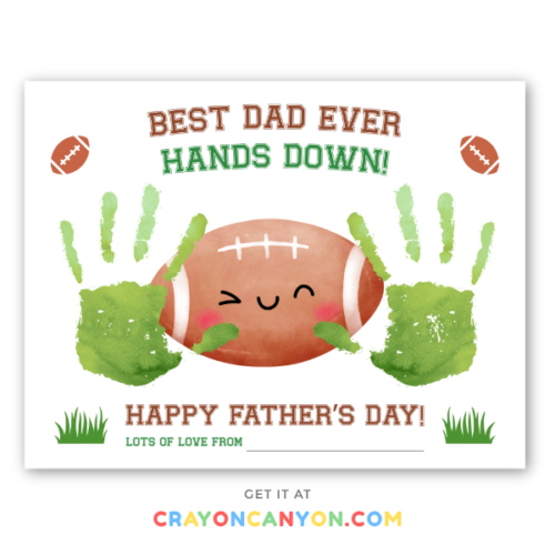 Printable Father's day handprint craft for dad including football