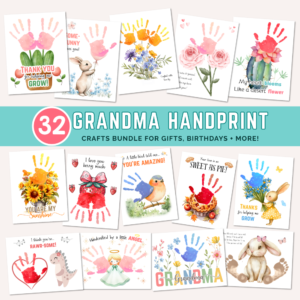 Grandma Handprint & Footprint Crafts For Kids, Toddlers Easy Keepsake Gift