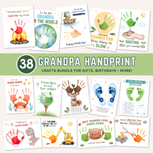 Grandpa Handprint & Footprint Crafts For Kids, Toddlers Easy Keepsake Gift