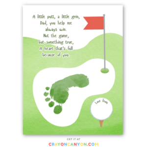 Printable Father's day handprint craft for dad including golf green