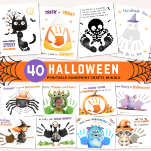 Spooky Halloween Handprint & Footprint Crafts For Kids, Toddlers Easy Keepsake Gift