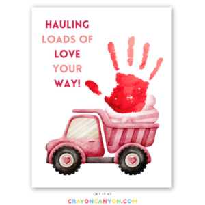 Printable Father's day handprint craft for dad including red dump truck
