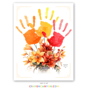 Printable Fall Flower Bouquet Handprint Keepsake Craft idea for siblings