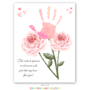 Printable Rose Flower Handprint Keepsake Craft