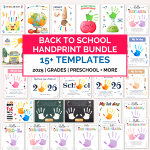 Back to School Handprint & Footprint Crafts For Kids, Toddlers Easy Keepsake Gift