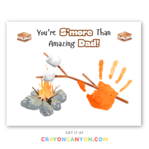 Printable Father's day handprint craft for dad including s'mores over a campfire