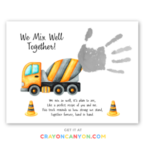 Printable Construction Cement Truck Handprint Keepsake Craft