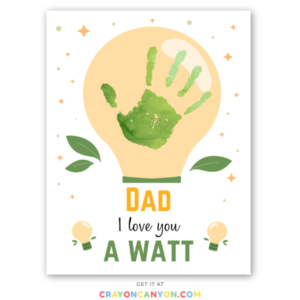 Printable Father's day handprint craft for dad including lightbulb and punny saying