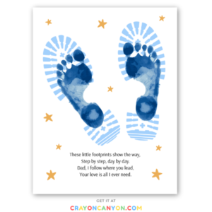 Printable Father's day handprint craft for dad including bootprints and footprints