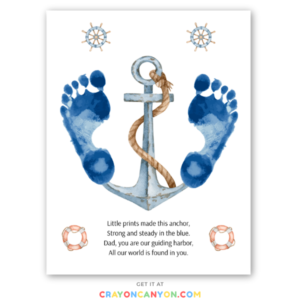 Printable Father's day handprint craft for dad including anchor and poem