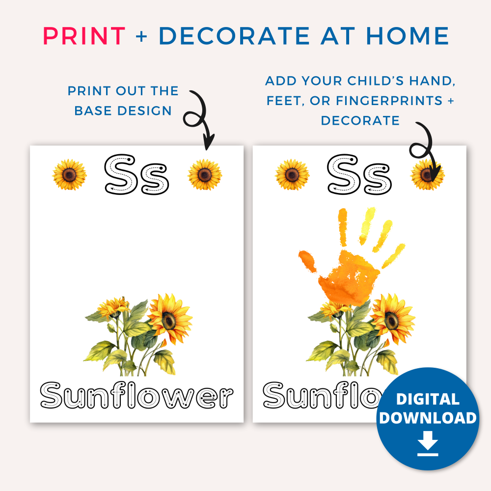 Printable A-Z Alphabet Handprint Crafts Bundle including animals, letter and word tracing