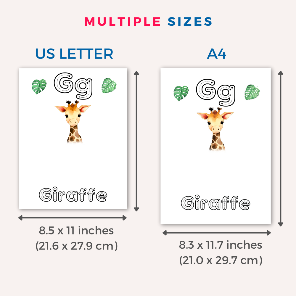 Printable A-Z Alphabet Handprint Crafts Bundle including animals, letter and word tracing